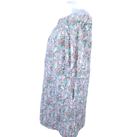 H&M Tropical Print Off Shoulder Dress Size 2 Short Sleeve Floral Vacay Beach - Picture 5 of 7
